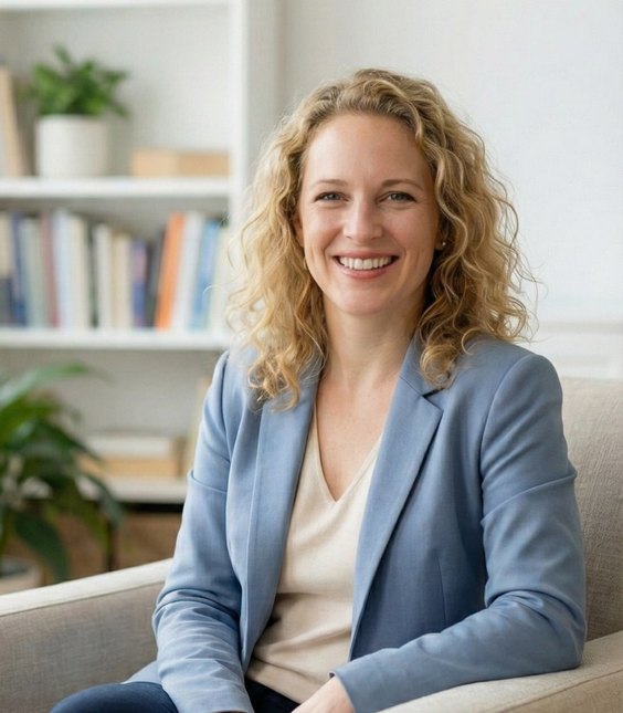 Calm therapy session setting with comfortable chairs and natural light